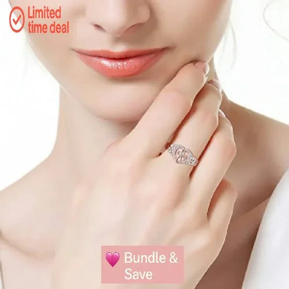 925 Sterling Silver Heart Cross Ring Size 8 Religious Jewelry Gift for Women